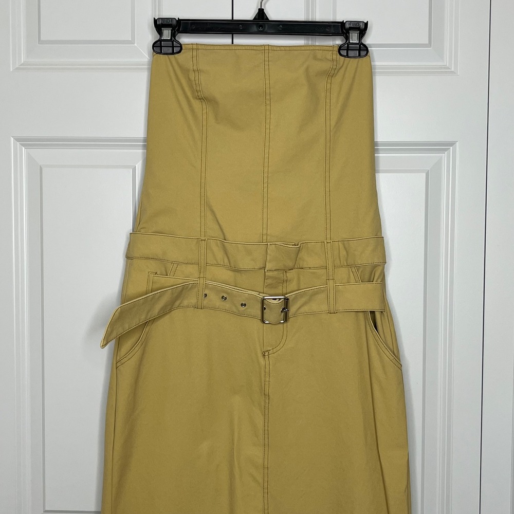 Zara Strapless Cargo Dress Size Medium NWT Belted Utility Midi Dress - Picture 6 of 16